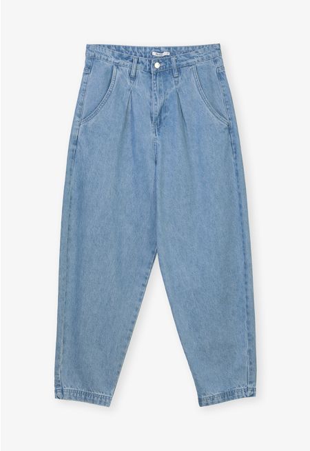 Semi Baggy Denim Solid Pants