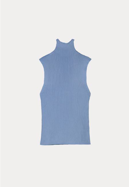 Textured High Neck Top