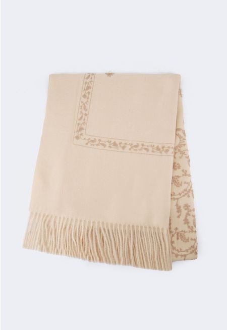 Faux Pearls Embroidered Shawl