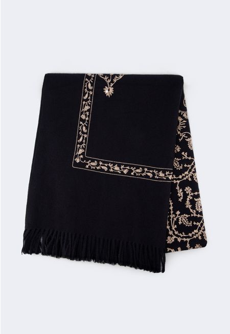 Faux Pearls Embroidered Shawl