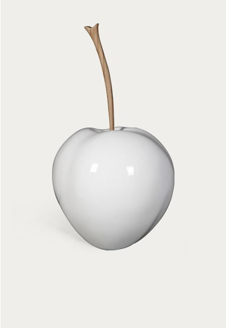White Decorative Apple With Natural Wood Stem