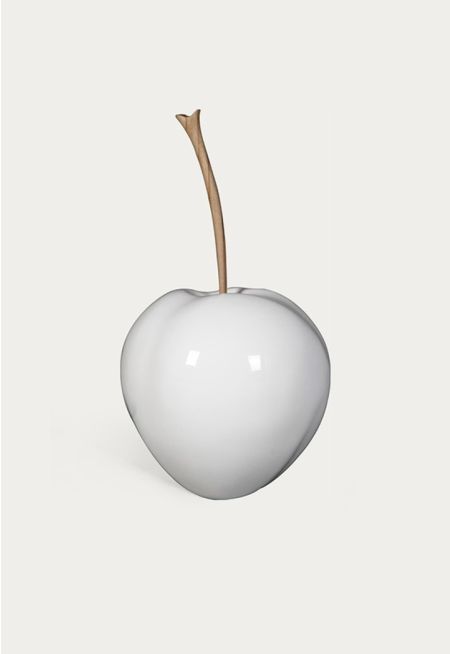 White Decorative Apple With Natural Wood Stem