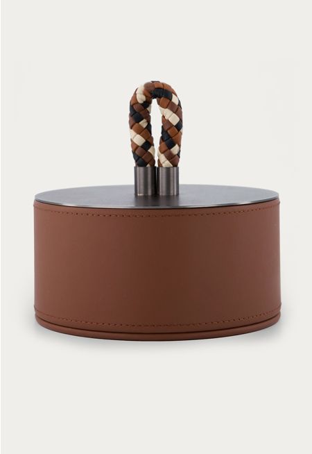 Leather Embellished Storage Box with lid