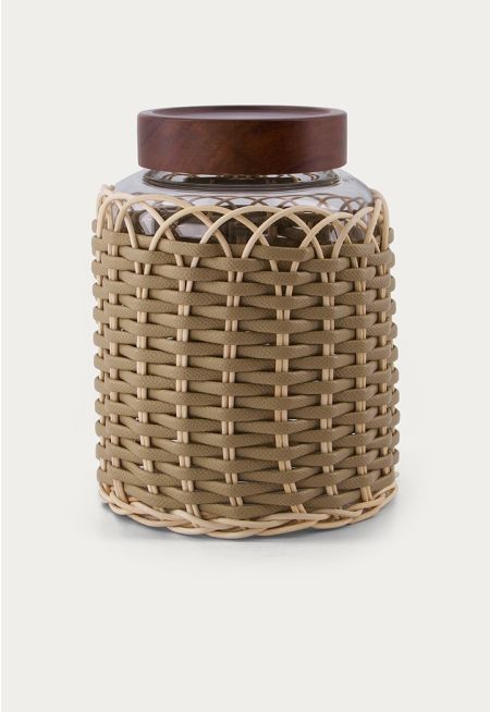 Jar Embellished with Rattan