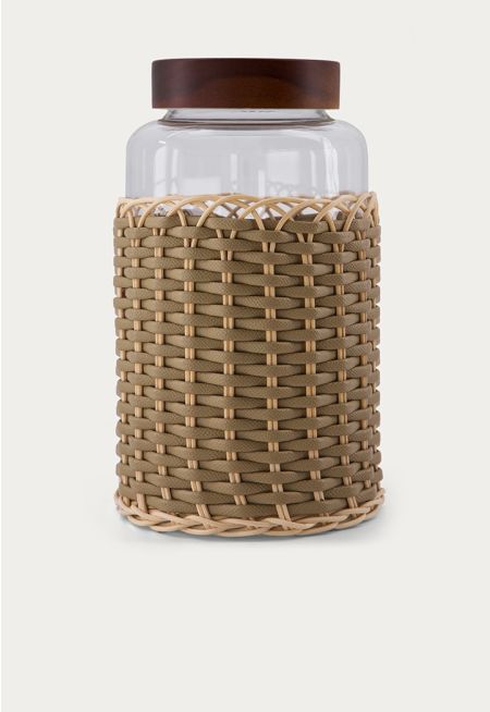 Jar Embellished with Rattan