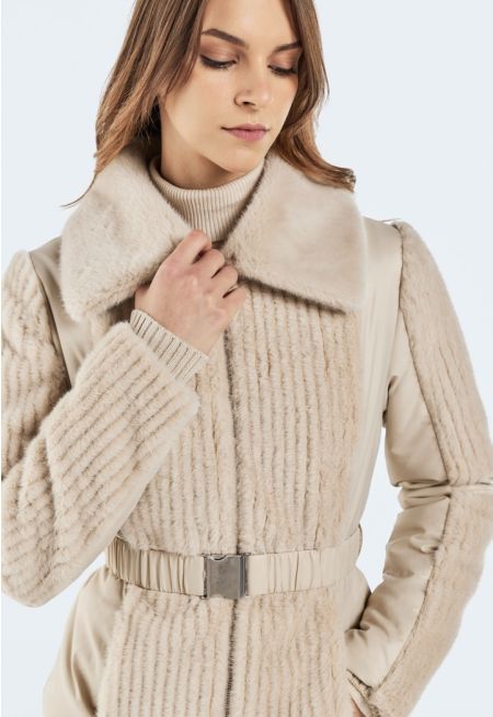 Ribbed Faux Fur Jacket