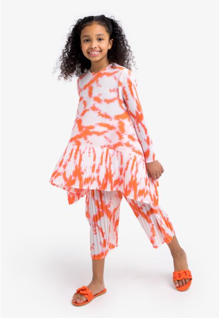 Pleated Tie Dye Blouse & Trouser Set