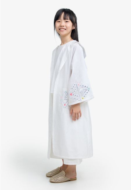 Embroidered Hooded Abaya & Trouser Set