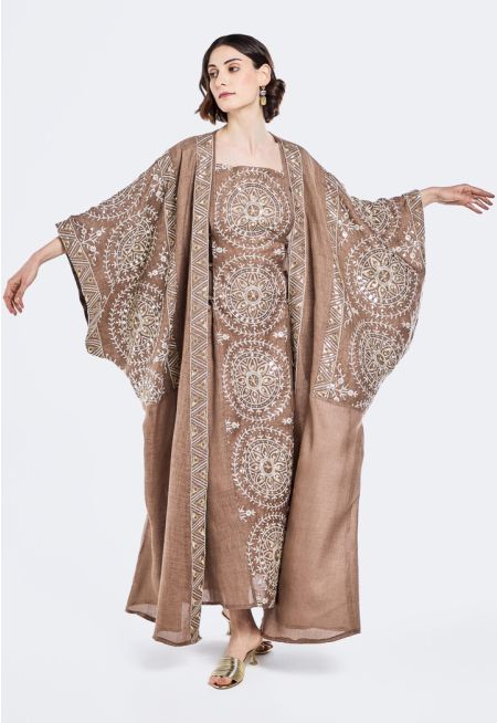 Abaya and Sleeveless Dress Set (2PCS)-Ramadan Style