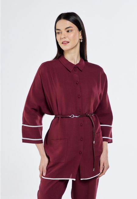 Contrast Belted Shirt