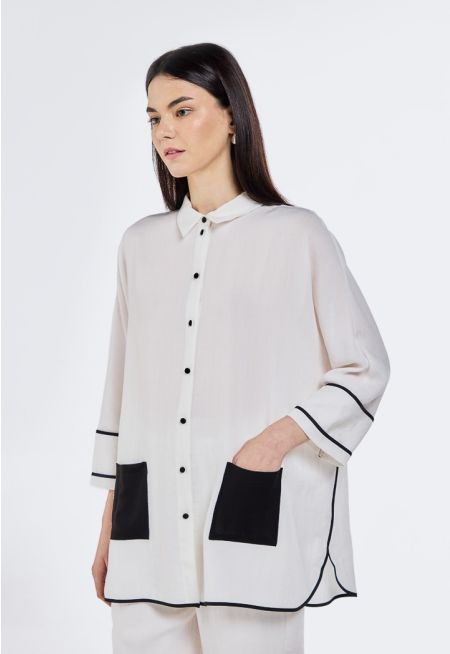 Contrast Belted Shirt