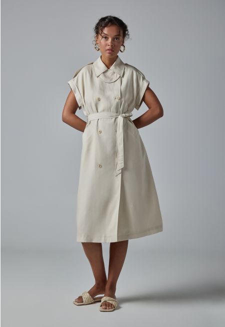 Short Sleeve Belted Shirt Dress