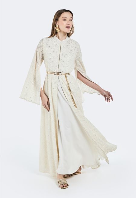 Embroidered Sequin Embellished Kaftan Abaya- Ramadan Style
