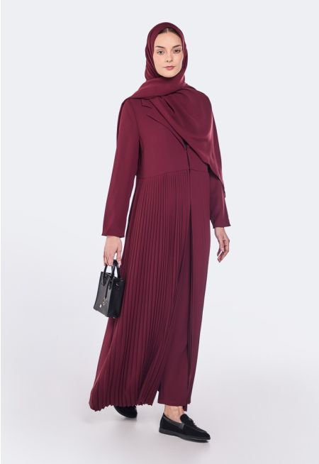 Pleated Abaya With Hijab (2 PCS)