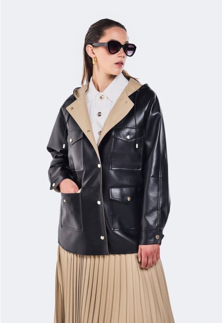 Multipockets PU Leather Jacket 