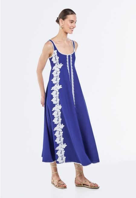 Floral Embroidered Lace Sleeveless Dress