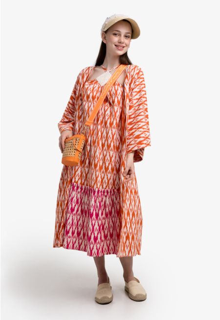 Strap Dolman Dress & Abaya Set