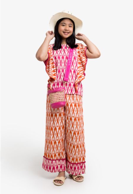 Colorful Ruffle Blouse & Pant Set