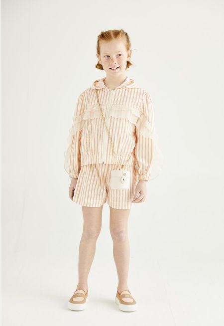 Striped Jacket and Shorts Set (2PCS)