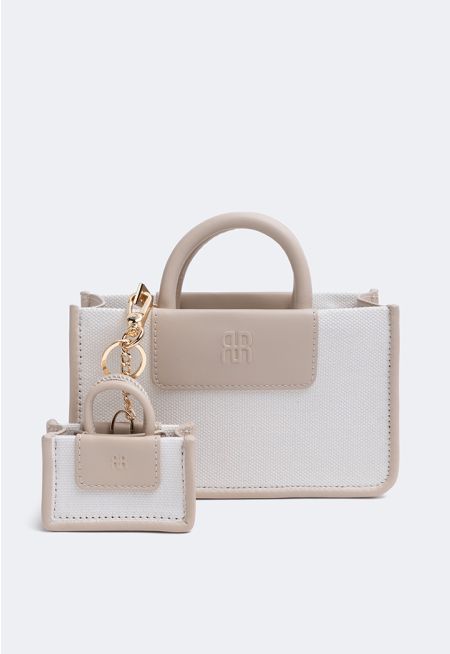 Two Toned Canvas Handbag