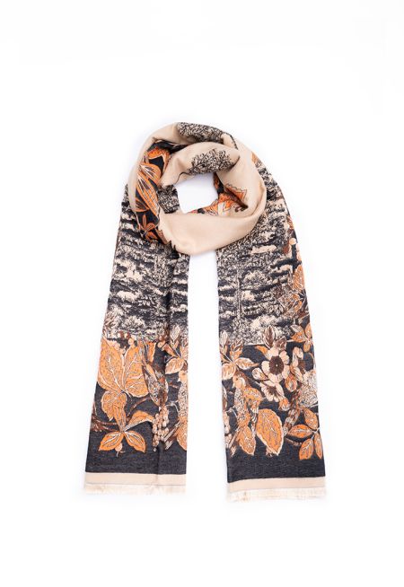 All Over Printed Frayed Edges Winter Pashmina -Sale