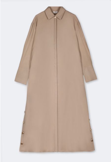 Button Embellished Shirt Dress