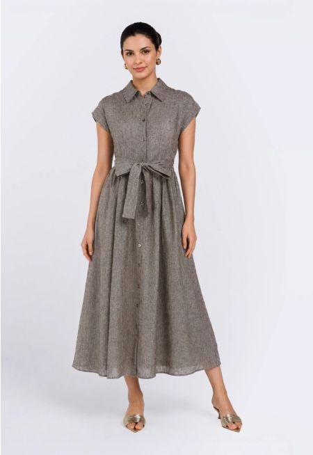Striped Lurex Linen Maxi Dress