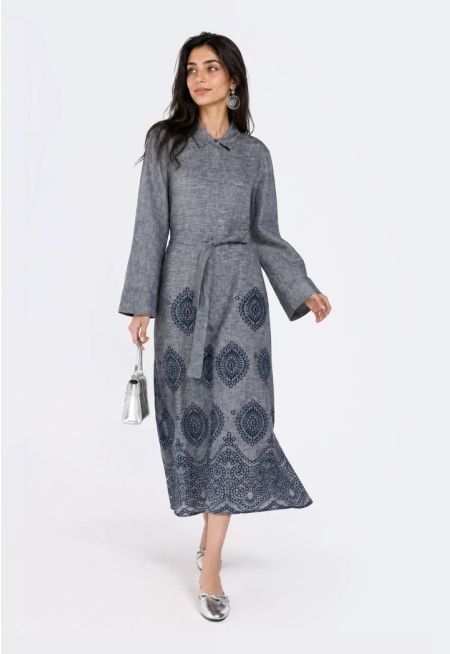 Embroidered Linen Dress
