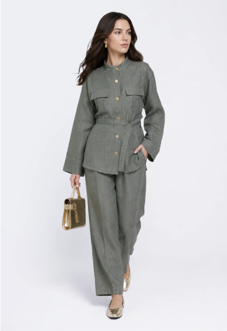 High-Low Jacket and Pants Set (2PCS)
