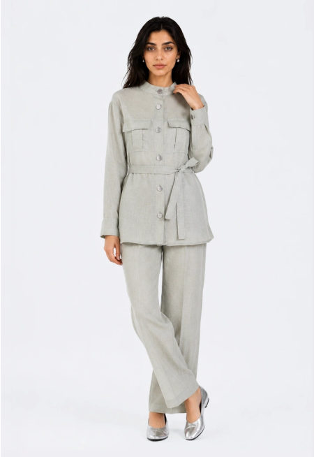 High-Low Jacket and Pants Set (2PCS)