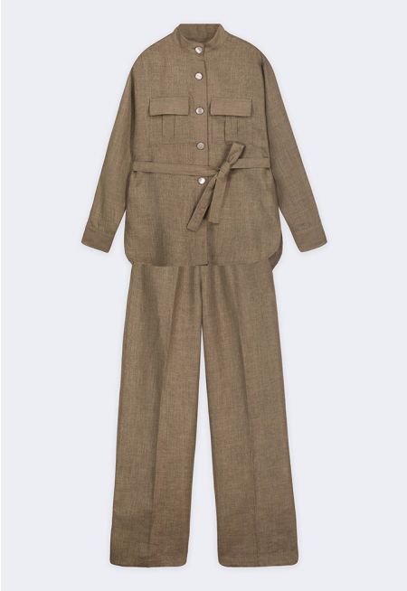 High-Low Jacket and Pants Set (2PCS)