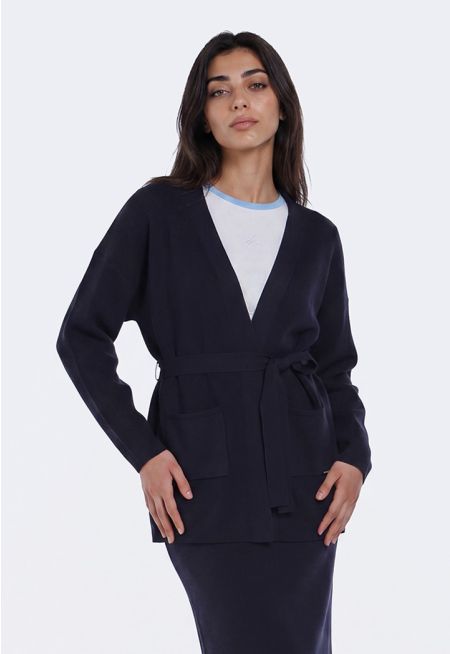 Knitted Belted Cardigan