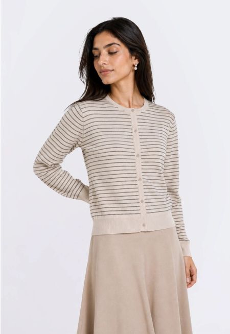 Striped Lurex Knitted Cardigan