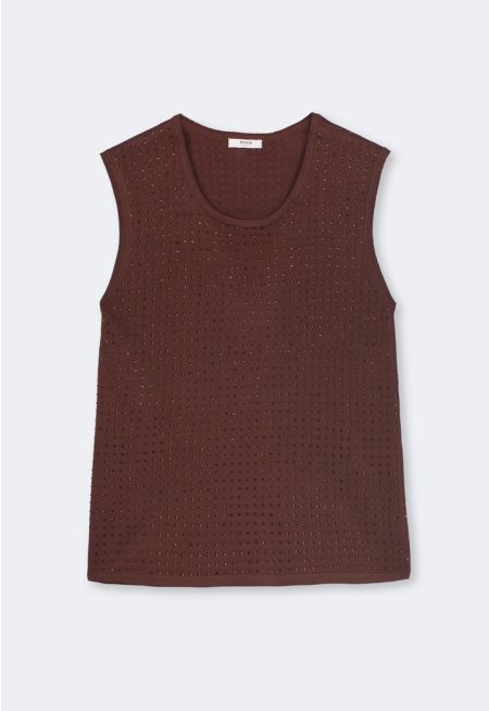 Crystal Embellished Knitted Top