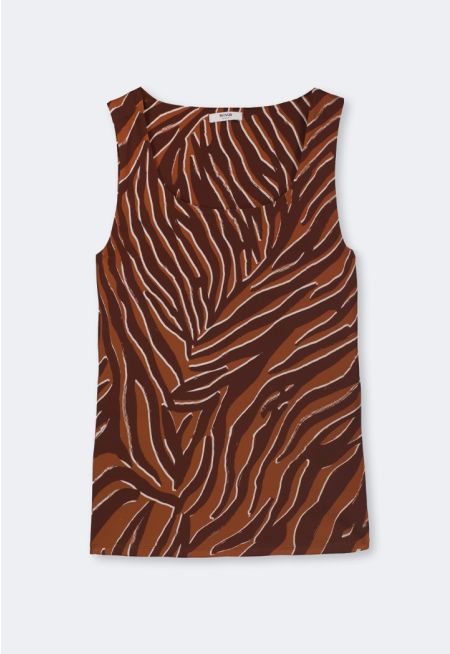Sleeveless Zebra Print Tank Top