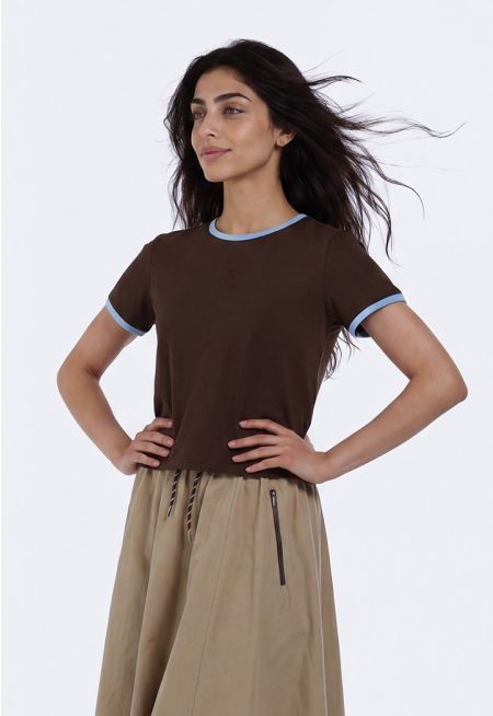 Embroidered T-Shirt With Contrast Panels