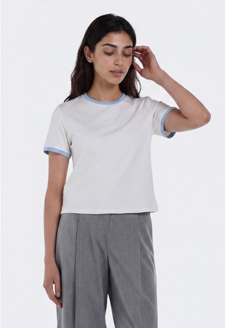 Embroidered T-Shirt With Contrast Panels
