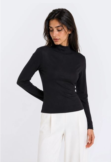 High Neck Long Sleeve Basic Top