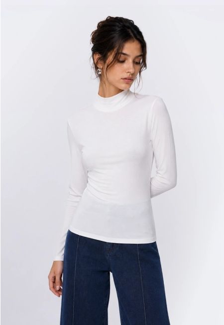 High Neck Long Sleeve Basic Top