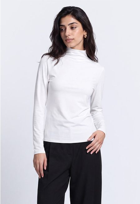 High Neck Long Sleeve Basic Top