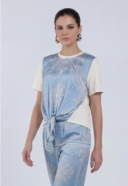 Printed Tie-Front T-Shirt