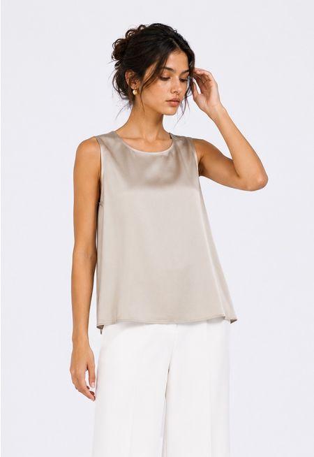 Sleeveless Satin Top