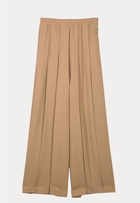 Elasticated Waist Wide Leg Cut Trousers