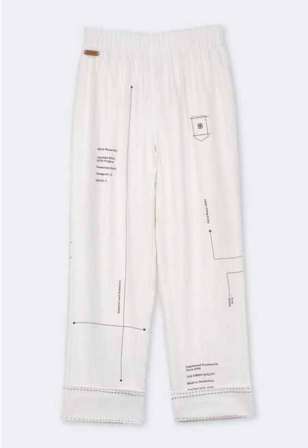 Printed Folded Hem Trousers