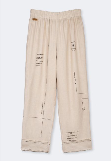 Printed Folded Hem Trousers
