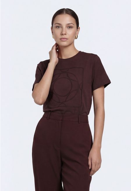 Chain-Embroidered T- Shirt