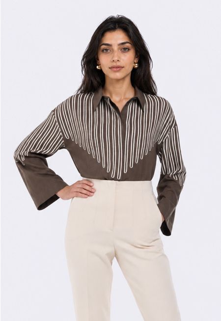 Tape-Trim Drawstring Jacket