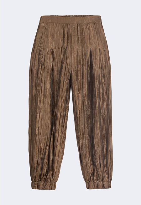 Crinkled Pleated Harem Pants