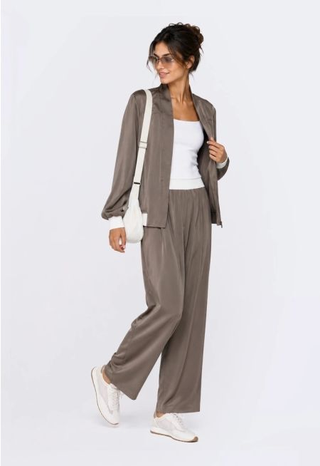 Satin Crepe High Waist Trousers