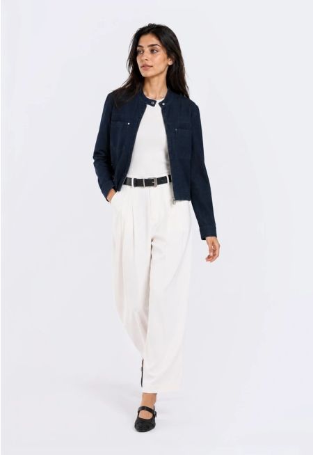 Front-Pleated Belted Trousers